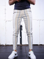 Pantalon Beige met blauwe strepen