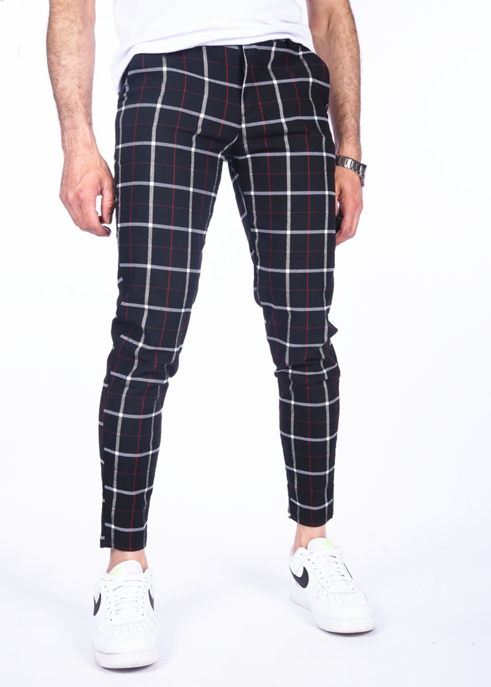 Chino Pantalon RED-BLACK