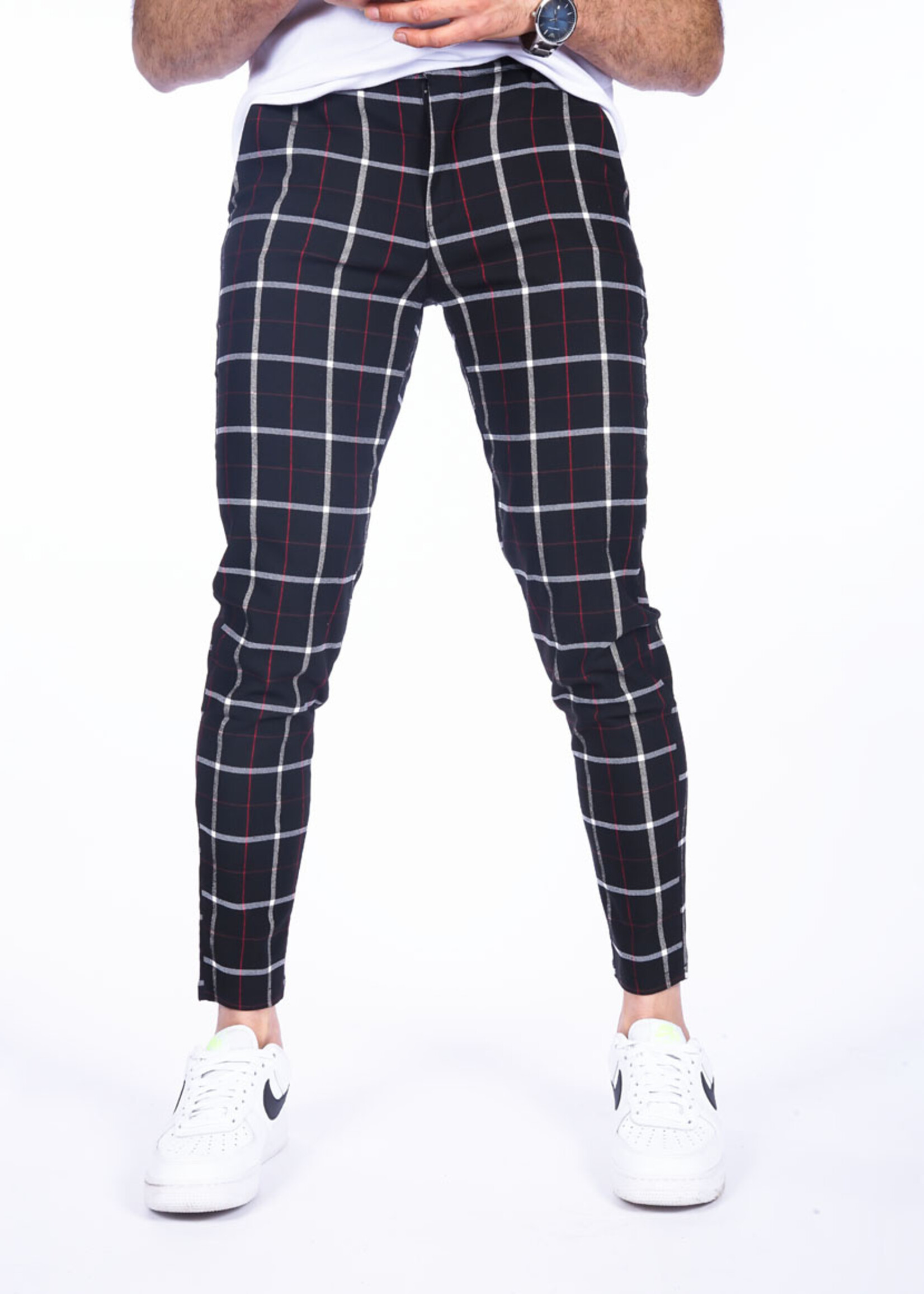 Chino Pantalon RED-BLACK