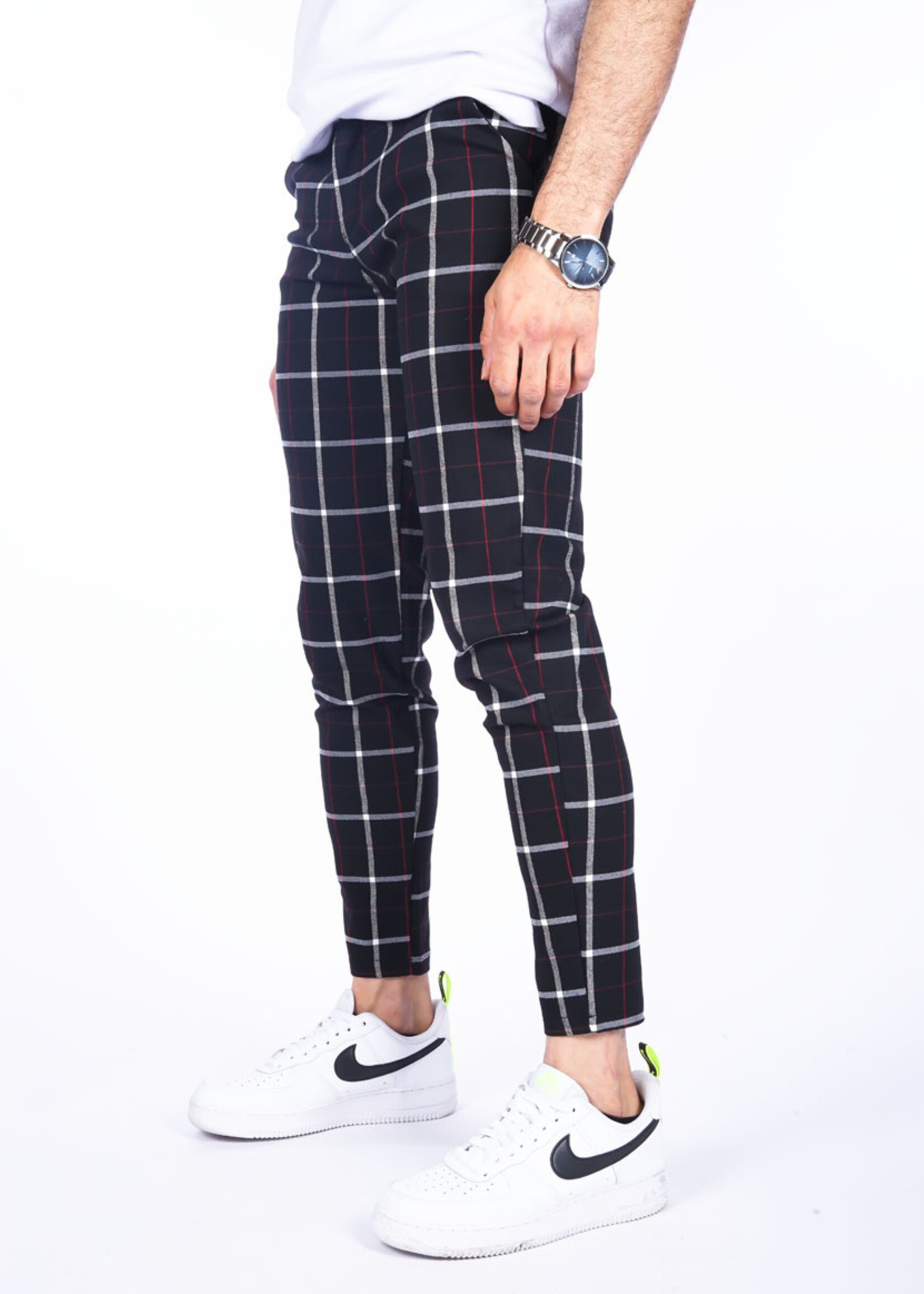 Chino Pantalon RED-BLACK