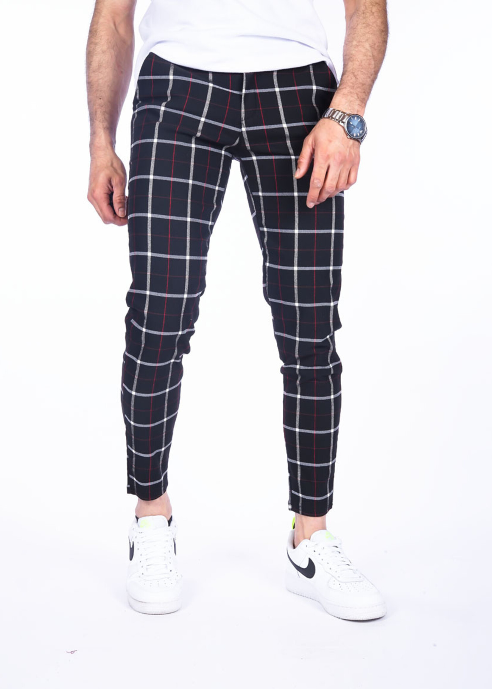 Chino Pantalon RED-BLACK