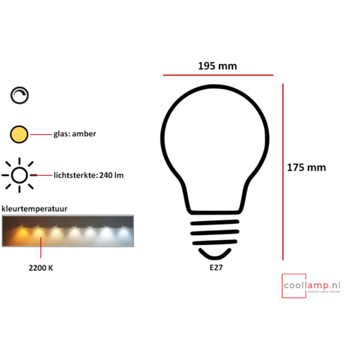 ETH Lichtbron LED Kooldraad Deco Frustum XXL 4.0W Amber