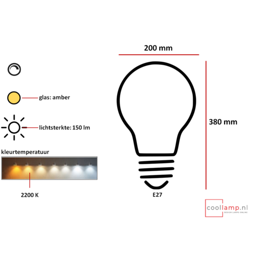 High Light Lichtbron LED Kooldraad Deco  XXL Varenna 6.0W Amber