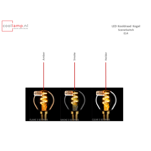 ETH Lichtbron LED Kooldraad Spiraal Kogel SceneSwitch Smoke E14