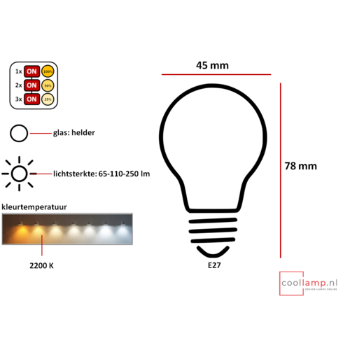 ETH Lichtbron LED Kooldraad Spiraal Kogel SceneSwitch Helder  (2200K)