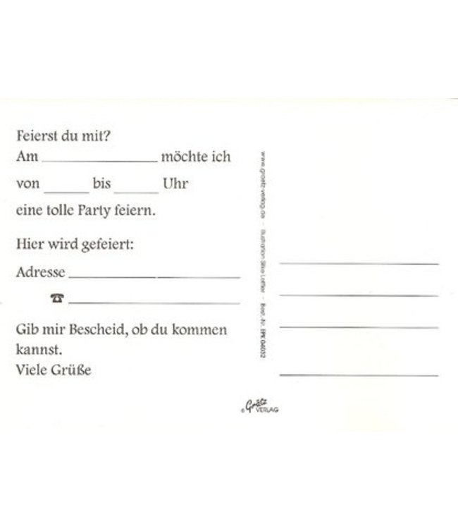 Grätz Verlag Einladungskarte Wir feiern