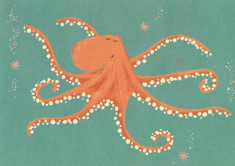 KRAKE Postkarte von Vierundfünfzig Illustration im