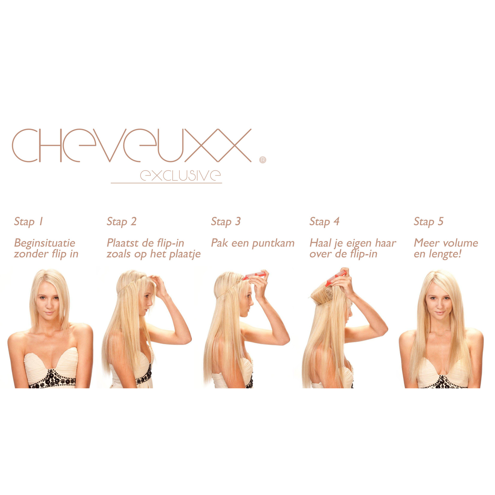 Cheveuxx Flip-in haar extension blond -  50 cm