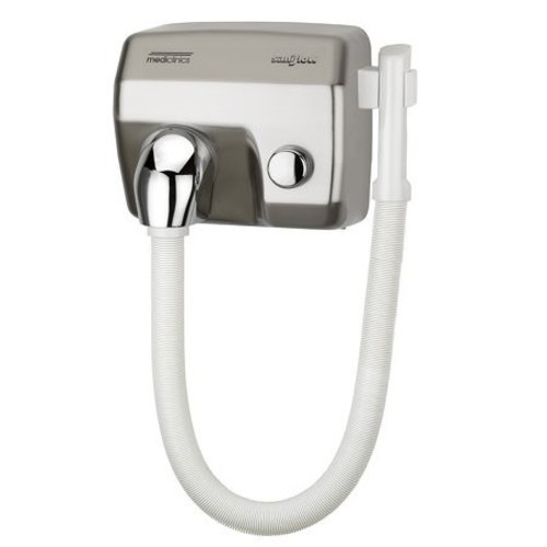 Mediclinics Hårtørrer trykknap rustfrit stål look med slange Mediclinics Hårtørrer trykknap rustfrit stål look med slange