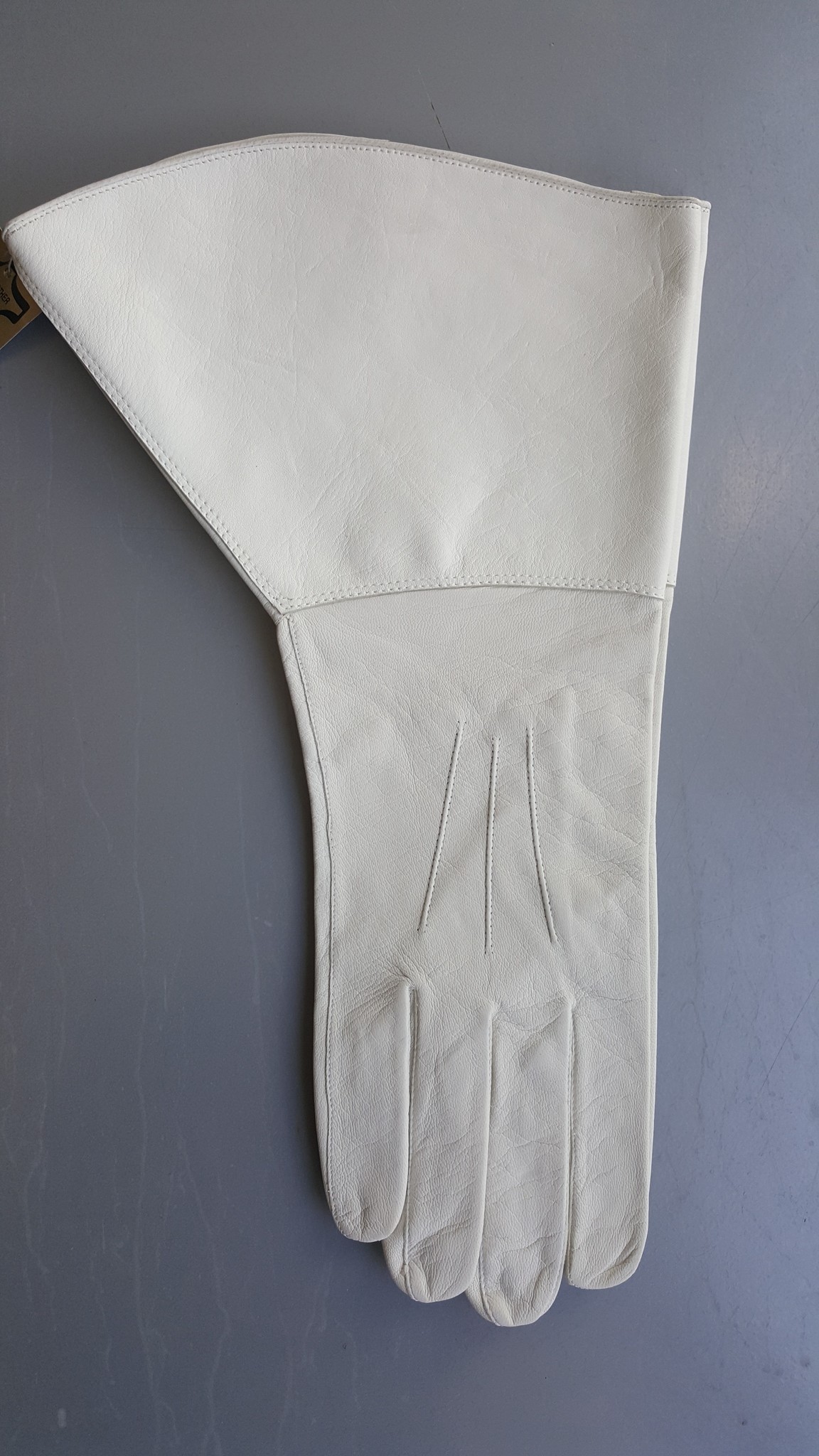 Voorzieningen dier Zachtmoedigheid Ongevoerde witte leren heren handschoenen met manchet model Fanfare - B2B  Laimböck
