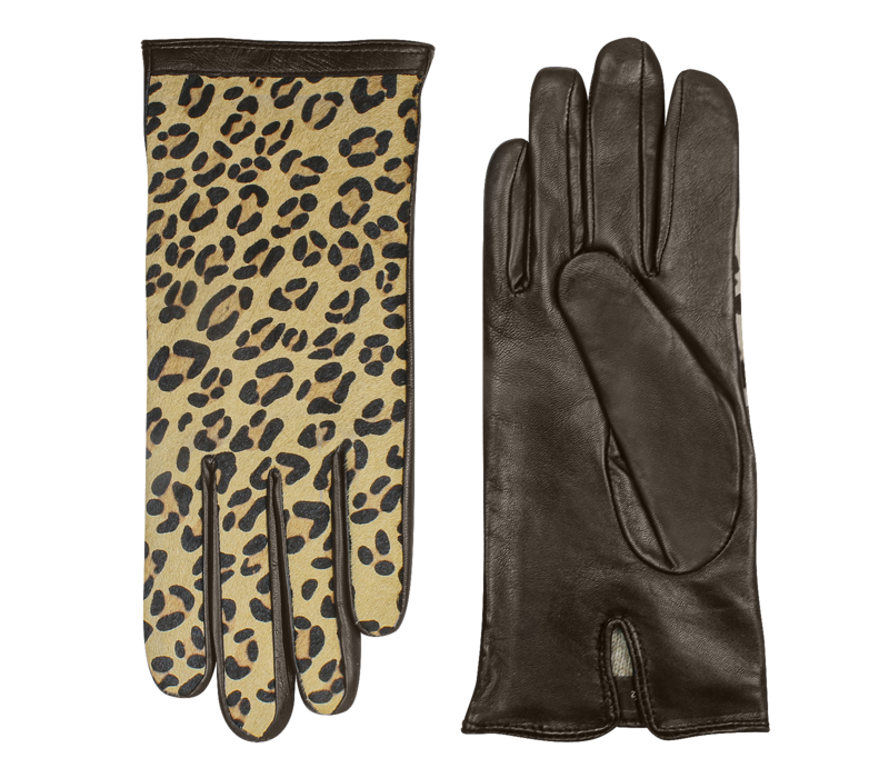 Leren dames handschoenen met luipaard print model Isaba