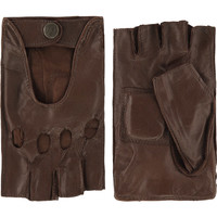 Leather men's driving gloves with half fingers model Sydney