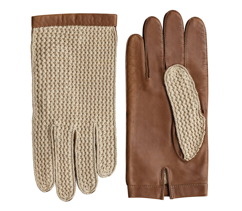 Leather men's gloves with crochet back model Harvard
