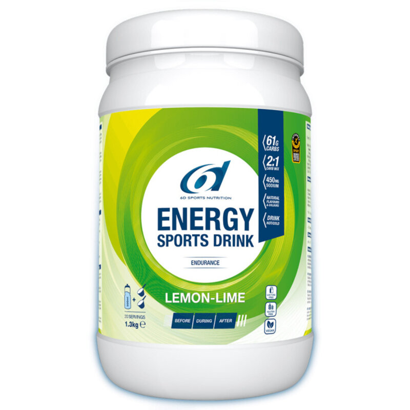 6D Sports Nutrition Energy Sports Drink - Lemon Lime 1,3kg