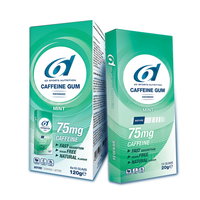 6D Sports Nutrition Caffeine Gum 6x10 gums