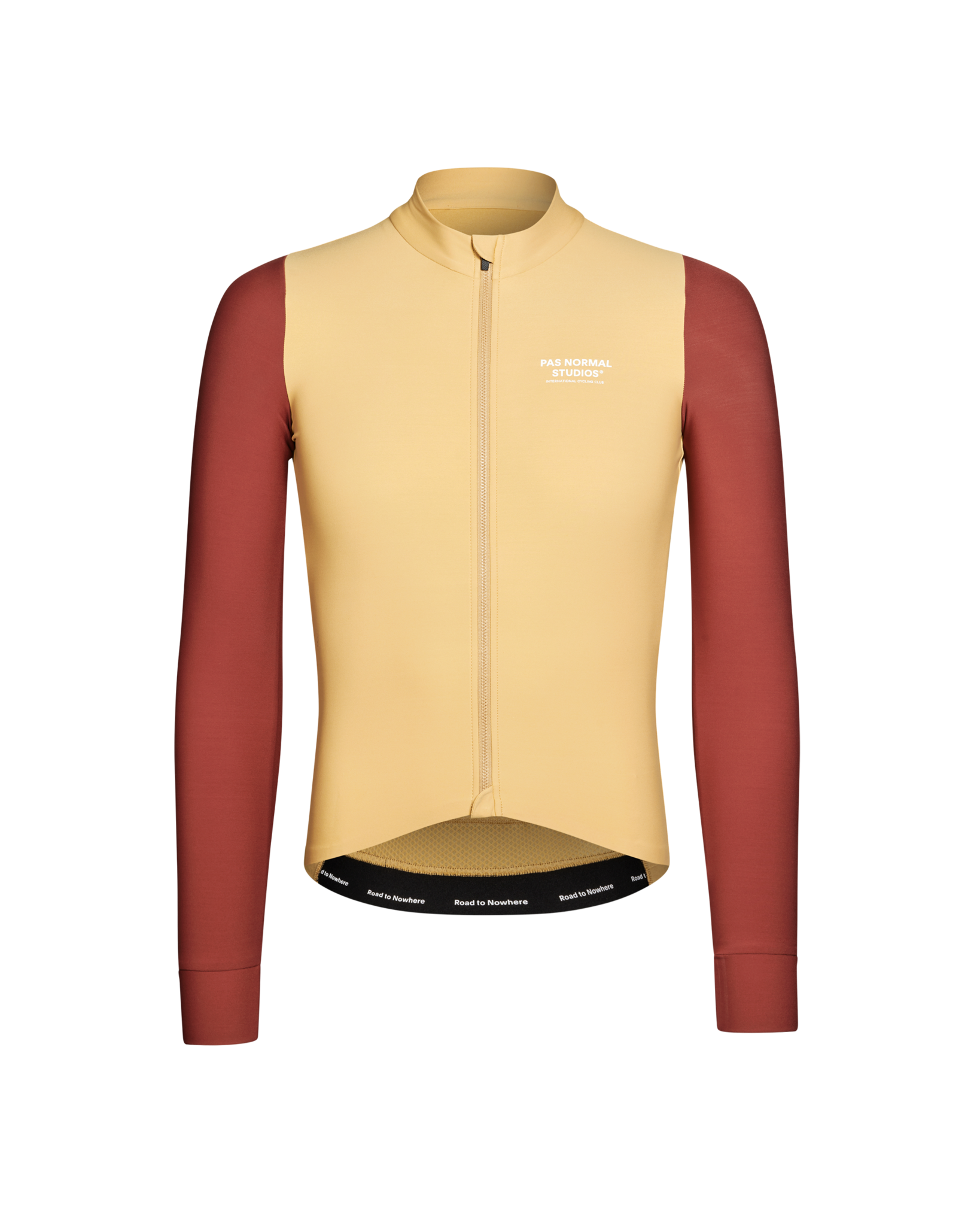 Pas Normal Studios Mechanism Long Sleeve Jersey - Camel / Maroon