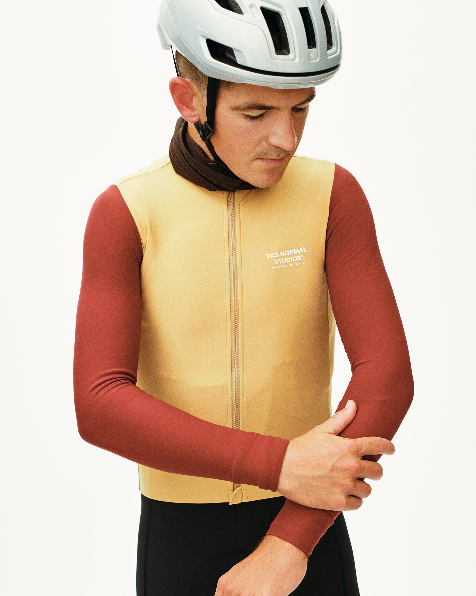 Pas Normal Studios Mechanism Long Sleeve Jersey - Camel / Maroon