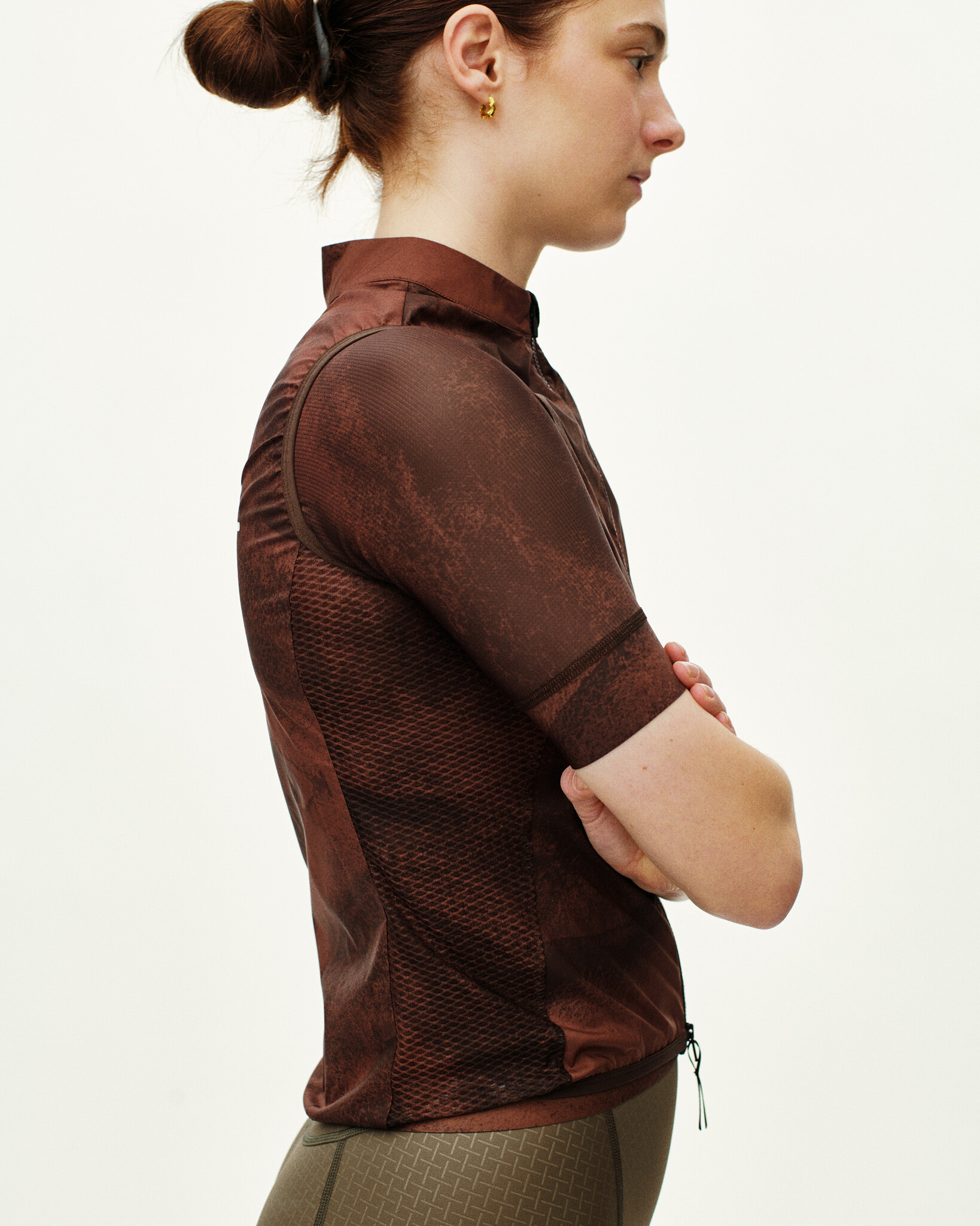 Pas Normal Studios Women's Mechanism Stow Away Gilet - AOP Light brown