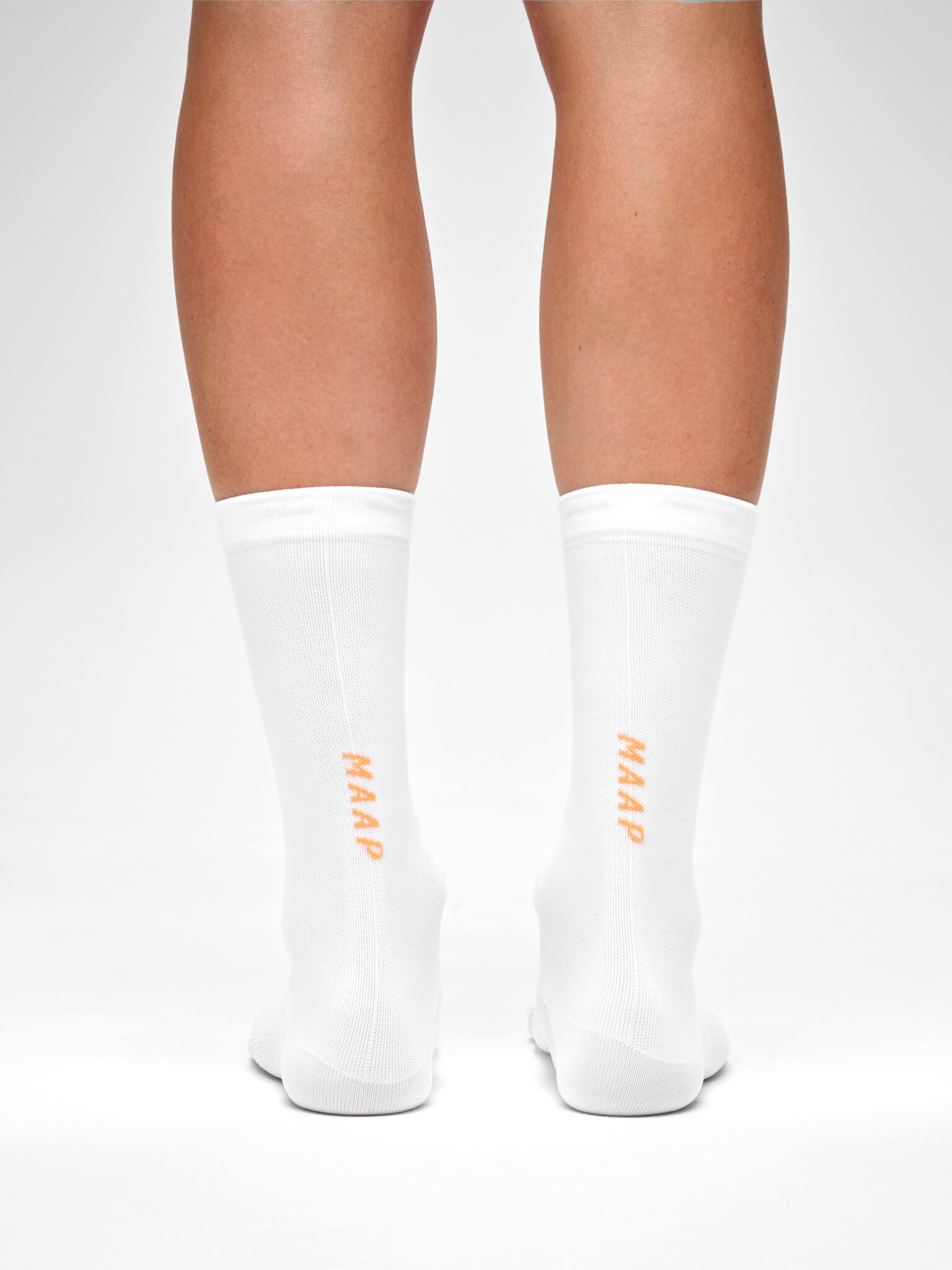 MAAP Team Sock - Long - White/Faded Fluoro Orange