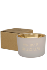 My flame Lifestyle Sojakaars met houten lont | Van harte gefeliciteerd | Amber's Secret