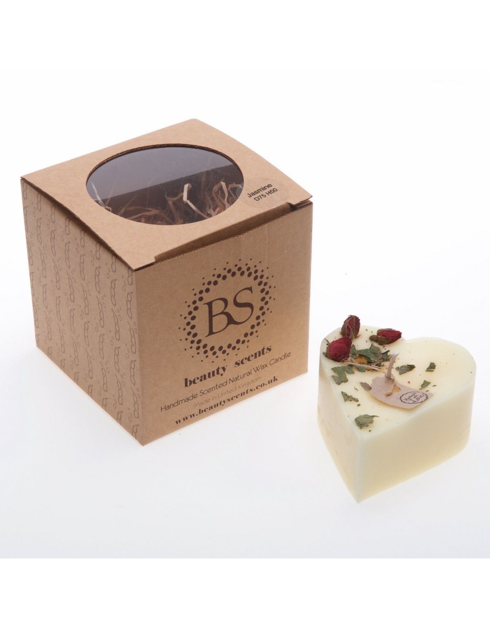 Beauty Scents geurkaarsen Soja geurkaars in hartvorm  met rozenknoppen| Beauty Scents