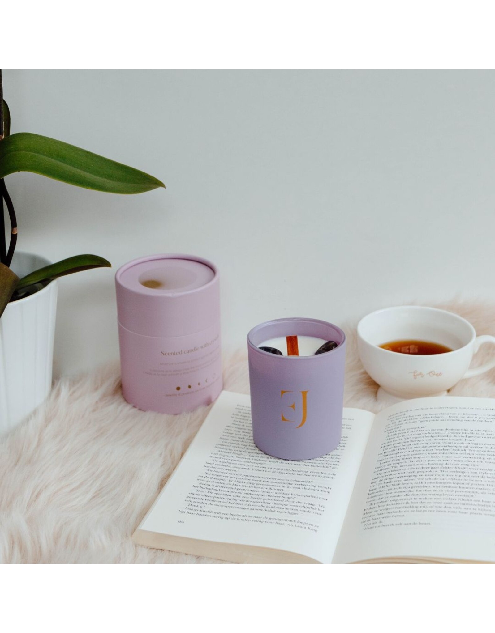 Geurkaars met edelsteen  | Amethist | Succes | Soul Collectie | ExclusJess