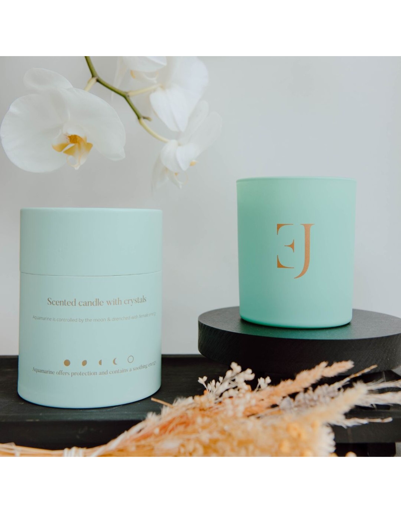 Geurkaars met edelsteen  | Aquamarijn | Relaxation | Soul Collectie | ExclusJess