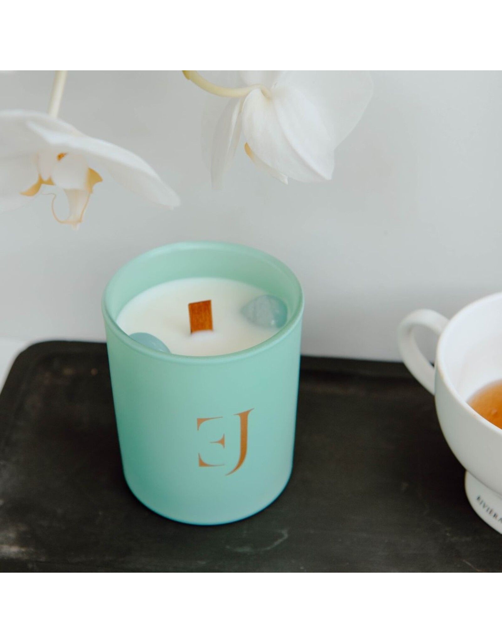 Geurkaars met edelsteen  | Aquamarijn | Relaxation | Soul Collectie | ExclusJess