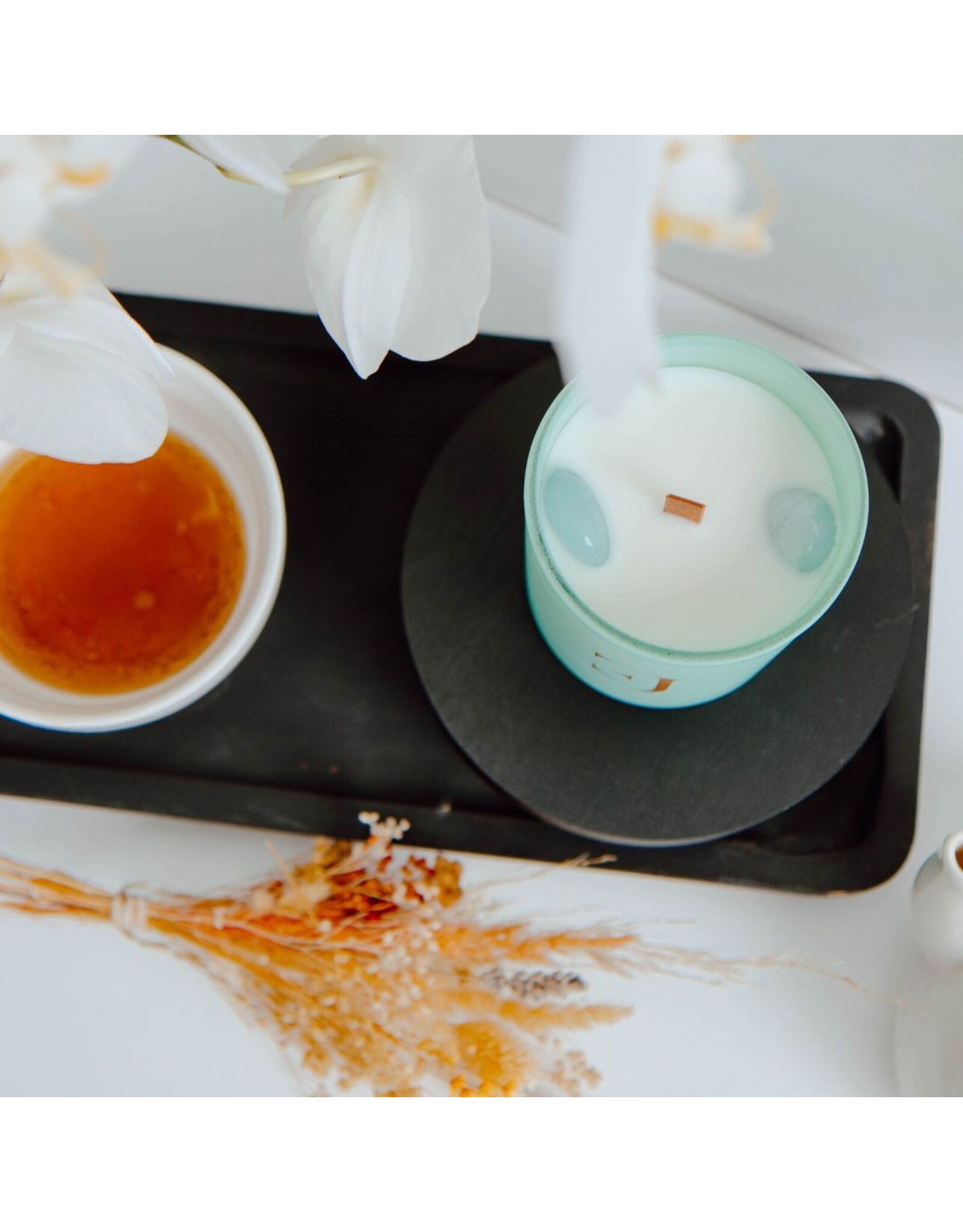 Geurkaars met edelsteen  | Aquamarijn | Relaxation | Soul Collectie | ExclusJess
