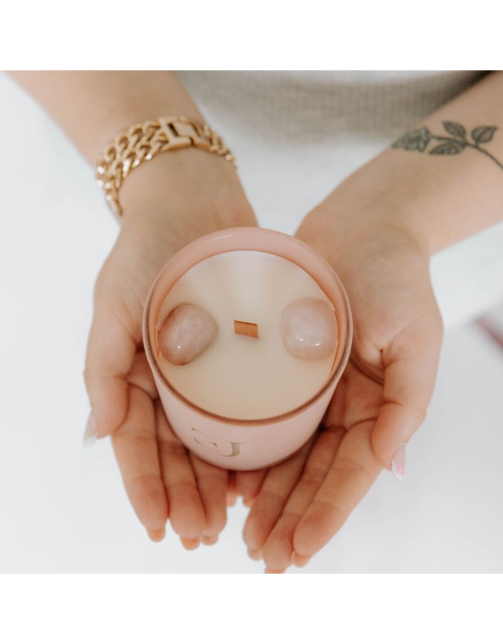 Geurkaars met edelsteen  | Rozenkwarts | Love | Soul Collectie | ExclusJess
