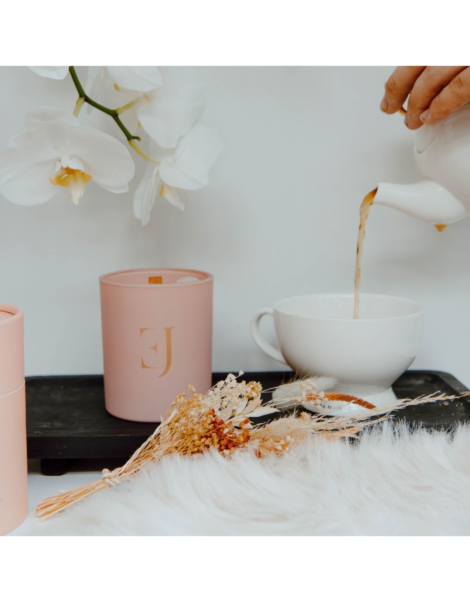 Geurkaars met edelsteen  | Rozenkwarts | Love | Soul Collectie | ExclusJess