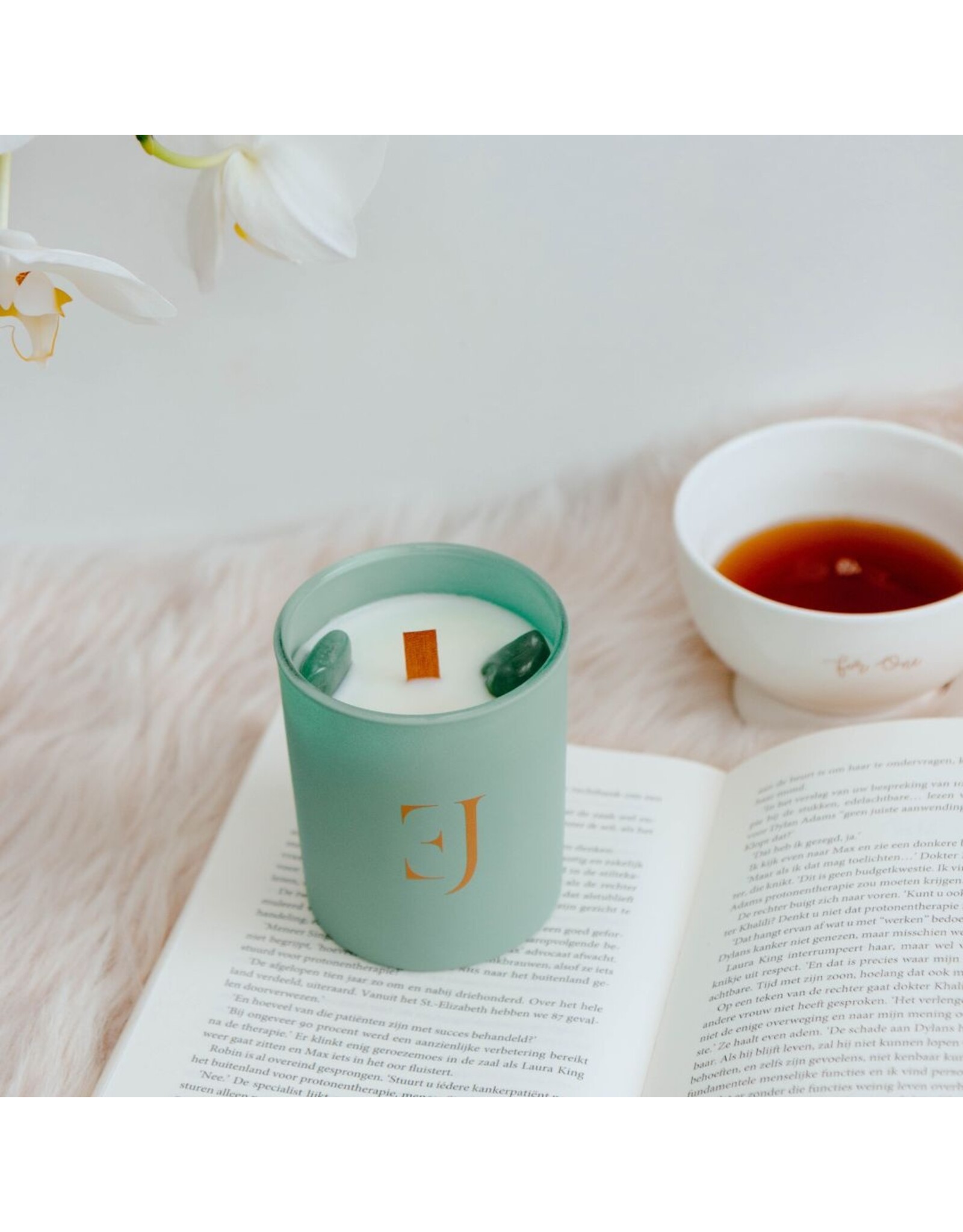 Geurkaars met edelsteen  | Aventurijn l | Happiness | Soul Collectie | ExclusJess