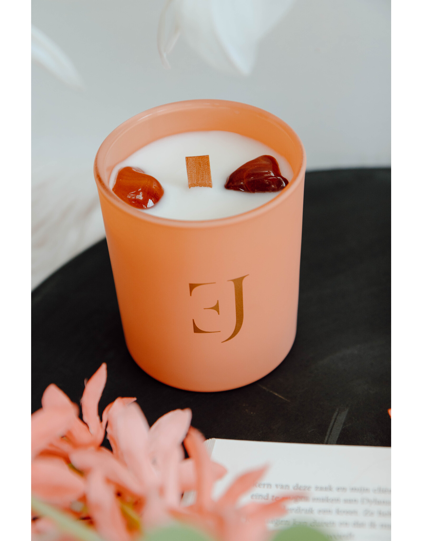 Geurkaars met edelsteen  | Rode Carneool  | Motivation| Soul Collectie | ExclusJess
