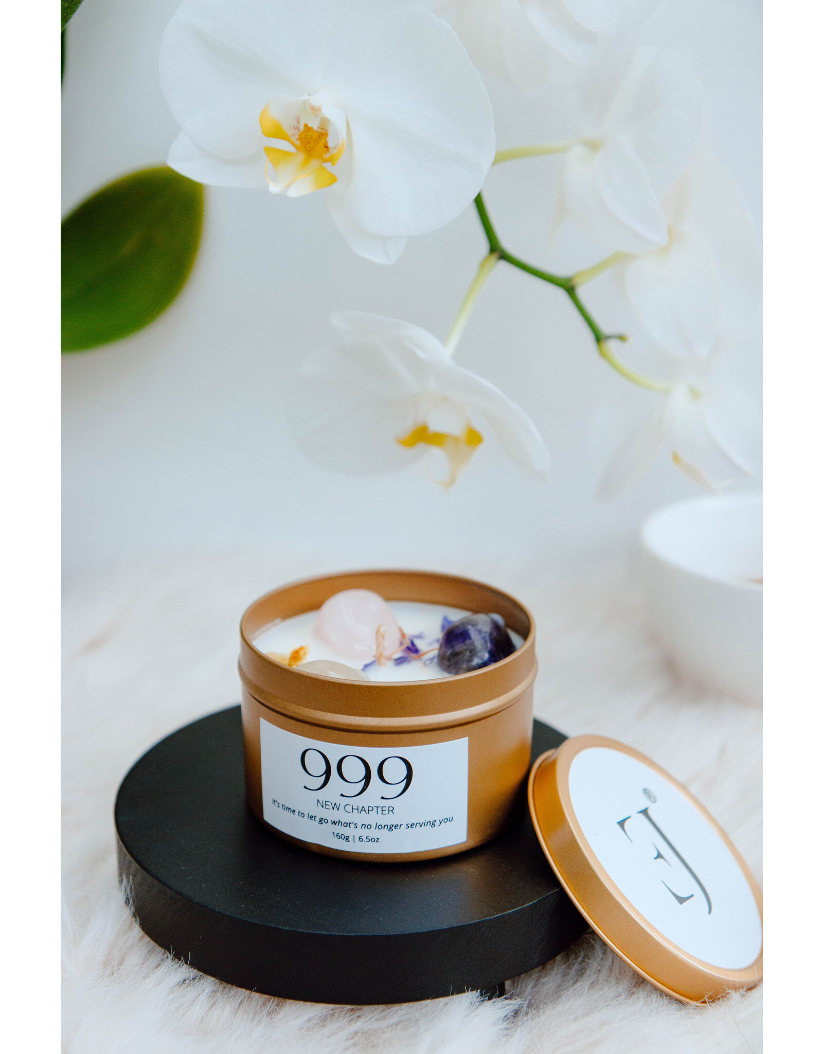 Geurkaars met edelstenen | 999  | Manifest Candle | ExclusJess