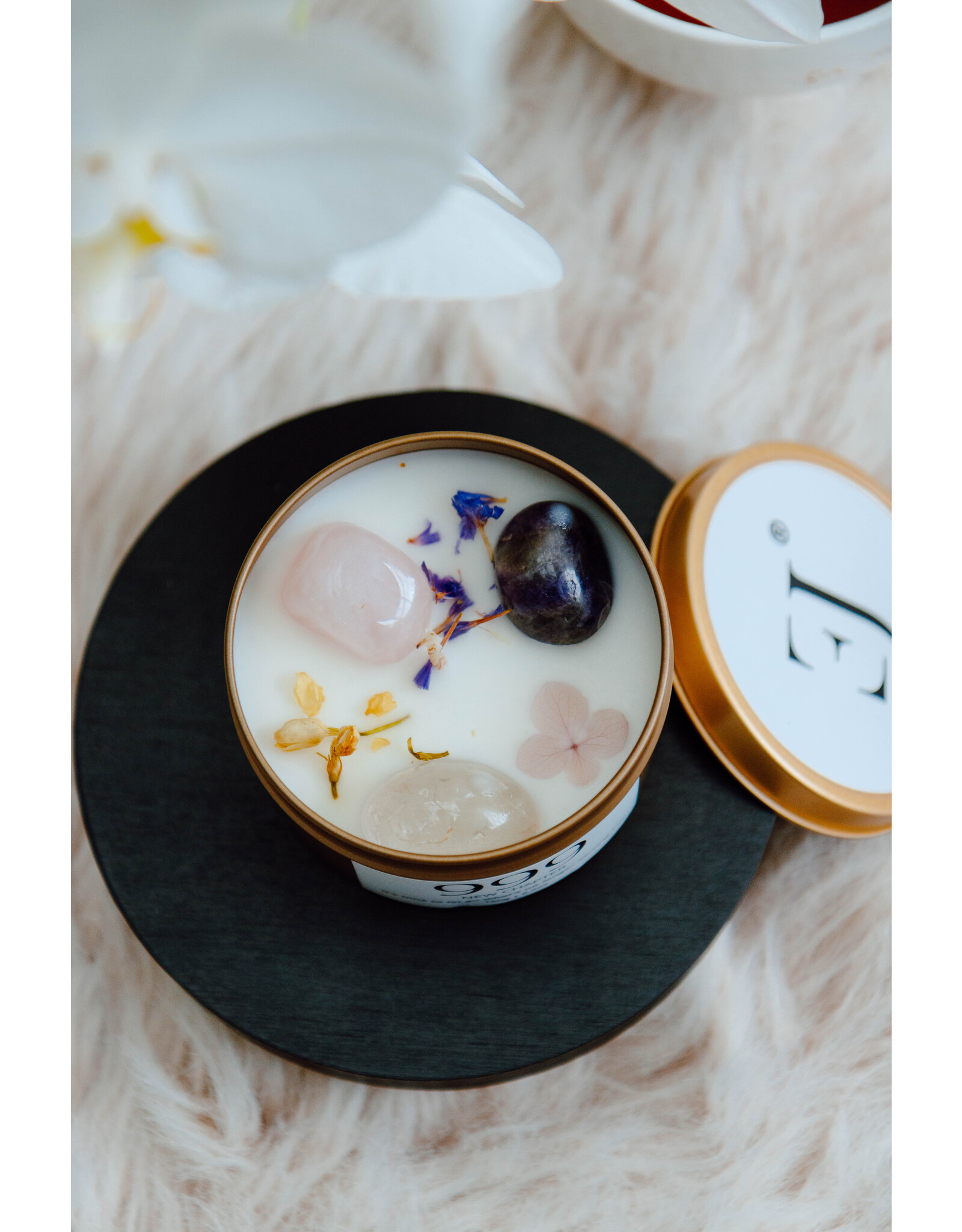 Geurkaars met edelstenen | 999  | Manifest Candle | ExclusJess