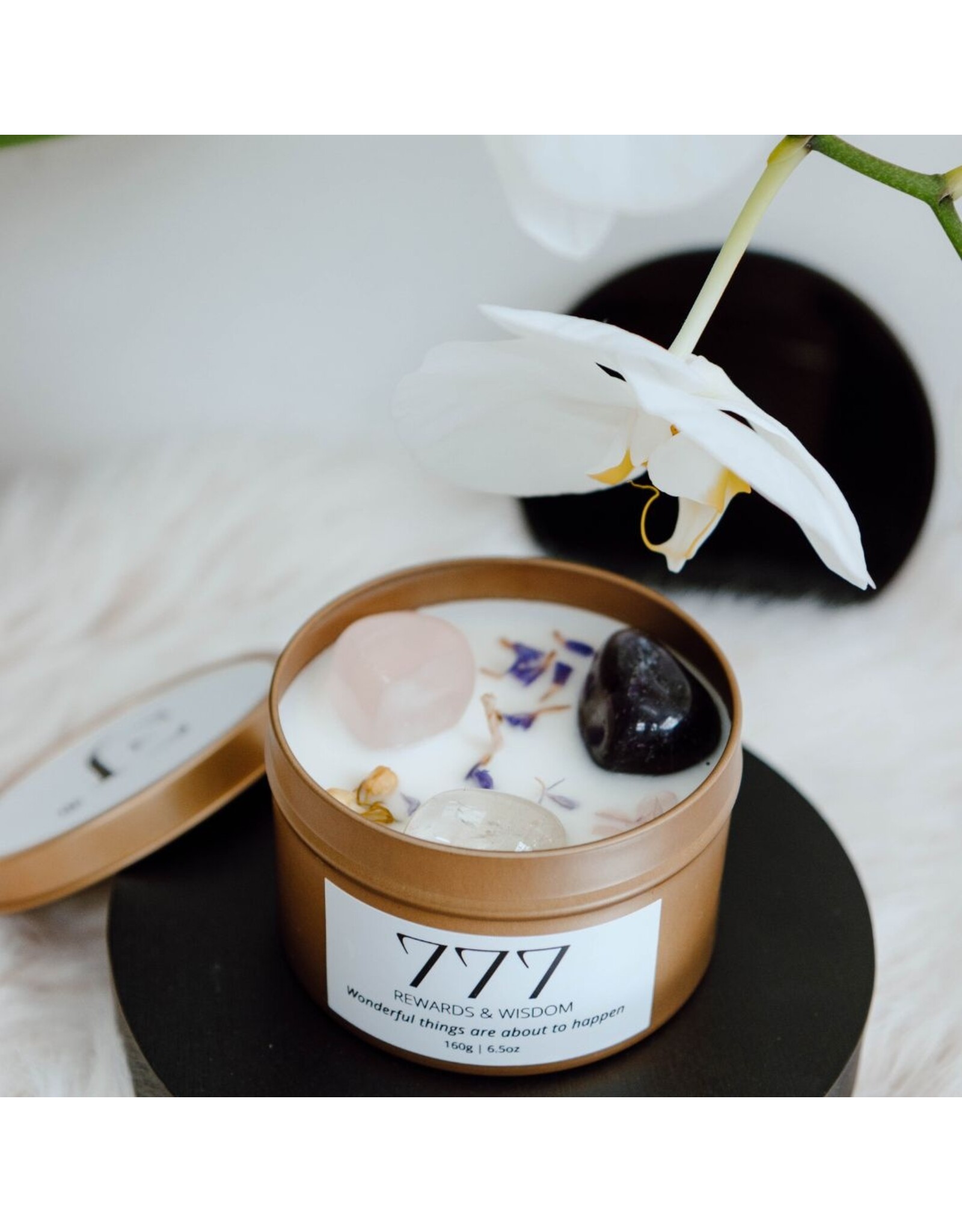 Geurkaars met edelstenen | 777 | Manifest Candle | ExclusJess