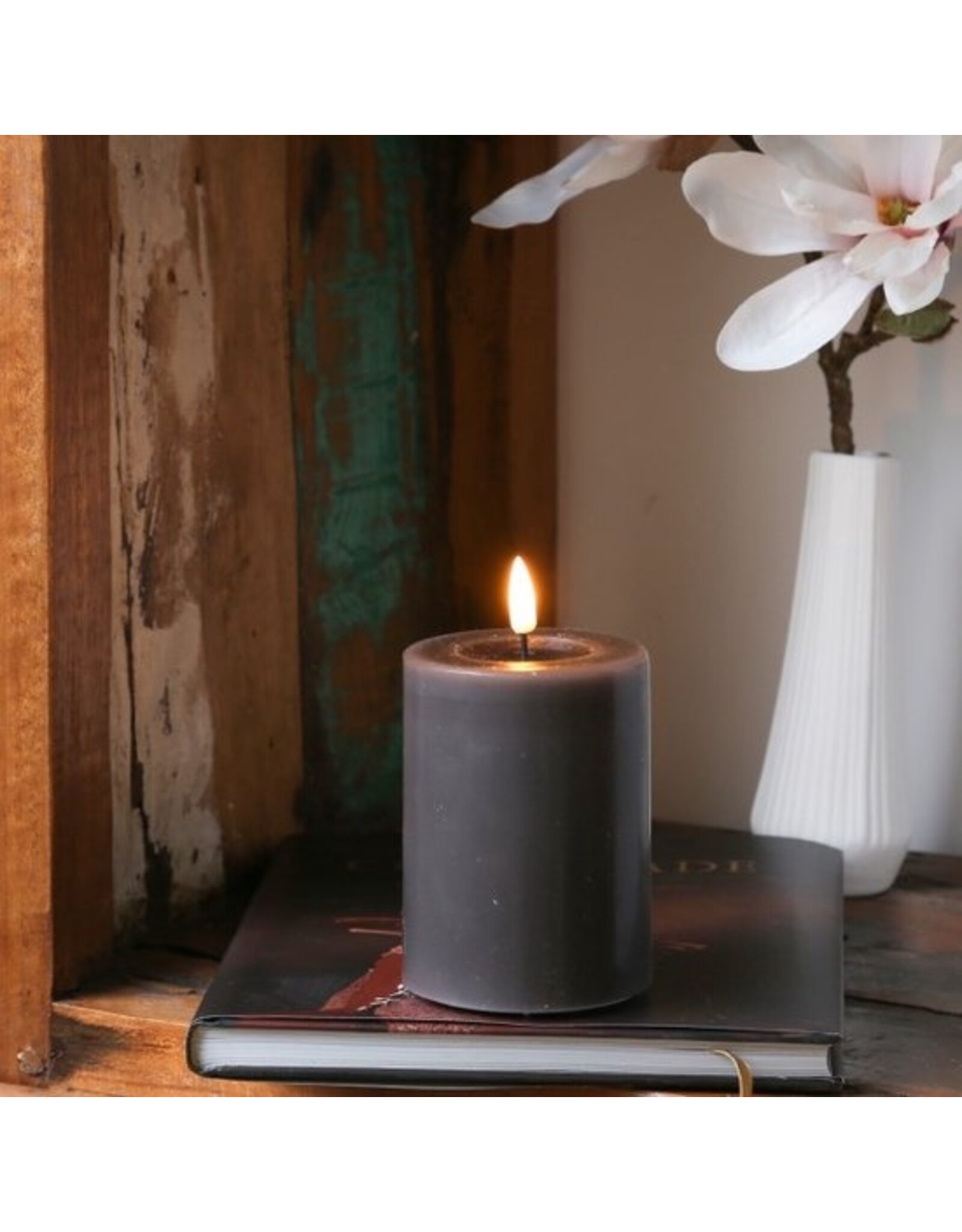 Deluxe Homeart Led kaars Led Stompkaars | 7.5 cm x  10 cm    | Mokka | Deluxe Homeart