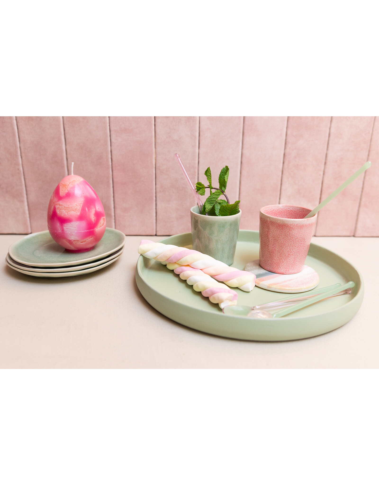 Home Society Kaars Ei marmer | Roze | Home Society