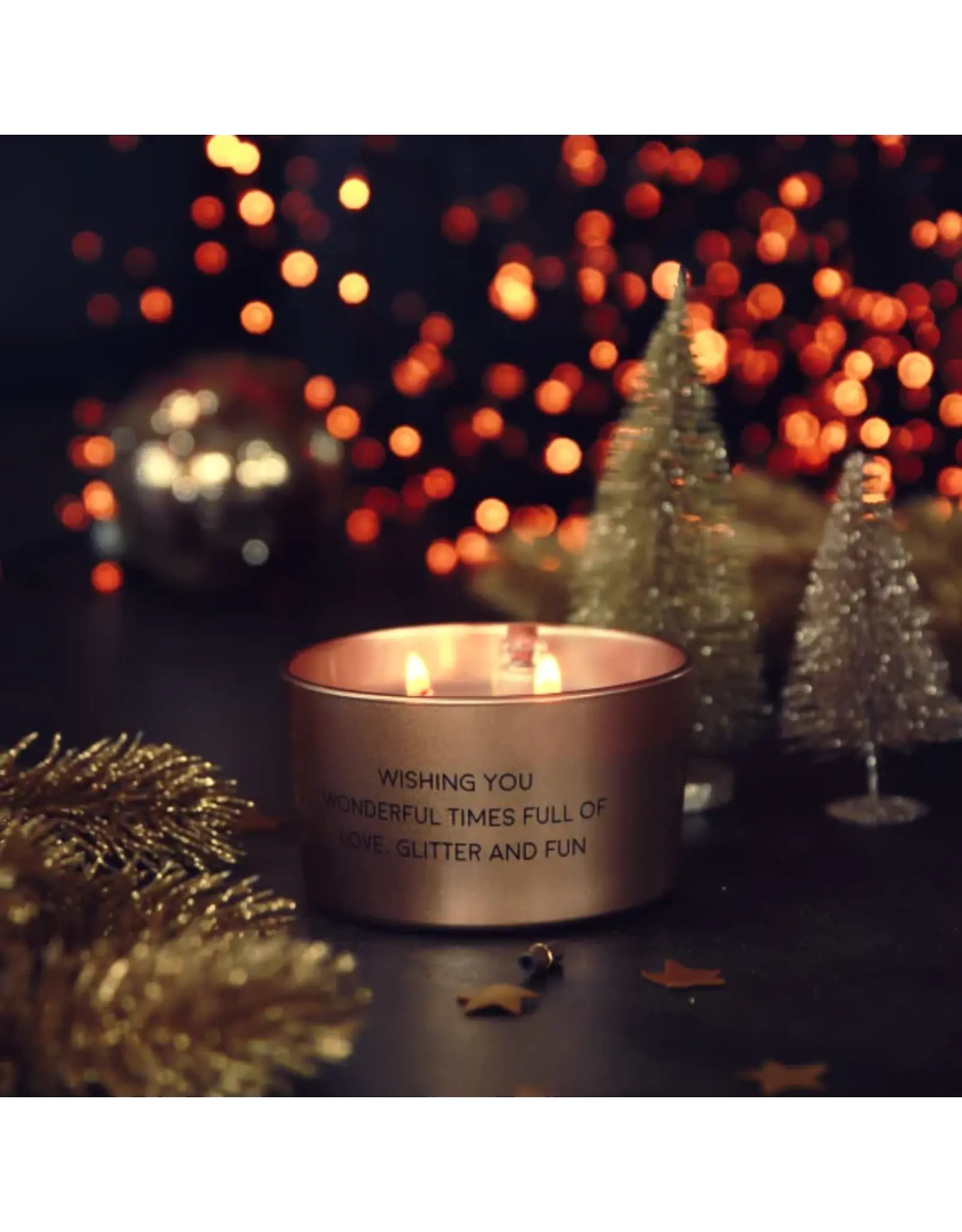 My flame Lifestyle Soja geurkaars met flessenpost | Wishing you wonderfull times  | Winter Wood | My Flame