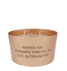 My flame Lifestyle Soja geurkaars met flessenpost | Wishing you wonderfull times  | Winter Wood
