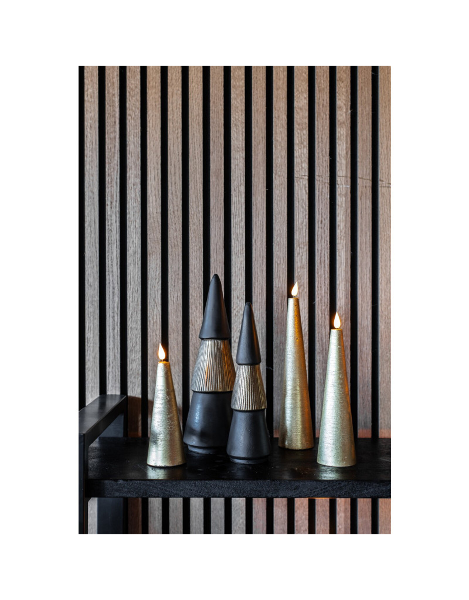 Home Society LED Kaars Cone met afstandbediening |  Greige | S | Home Society