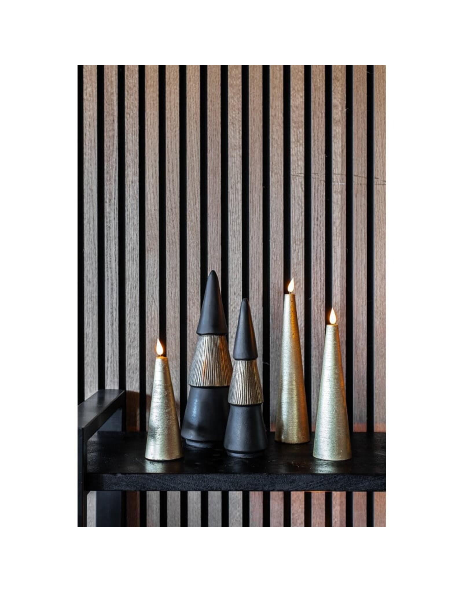 Home Society LED Kaars Cone met afstandbediening | Goud| L | Home Society