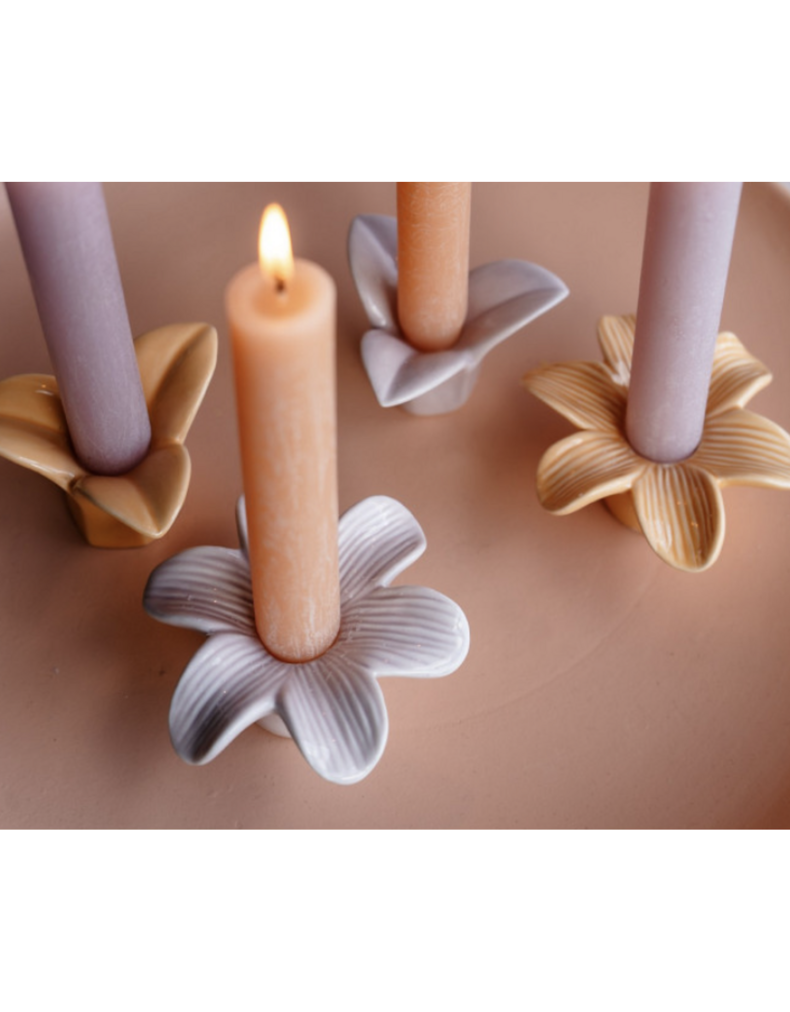 Home Society Kandelaar Flower | Pastel oranje | Home Society