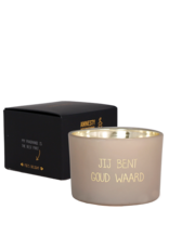 My flame Lifestyle Sojakaars met houten lont | Jij bent goud waard  | Fig's Delight