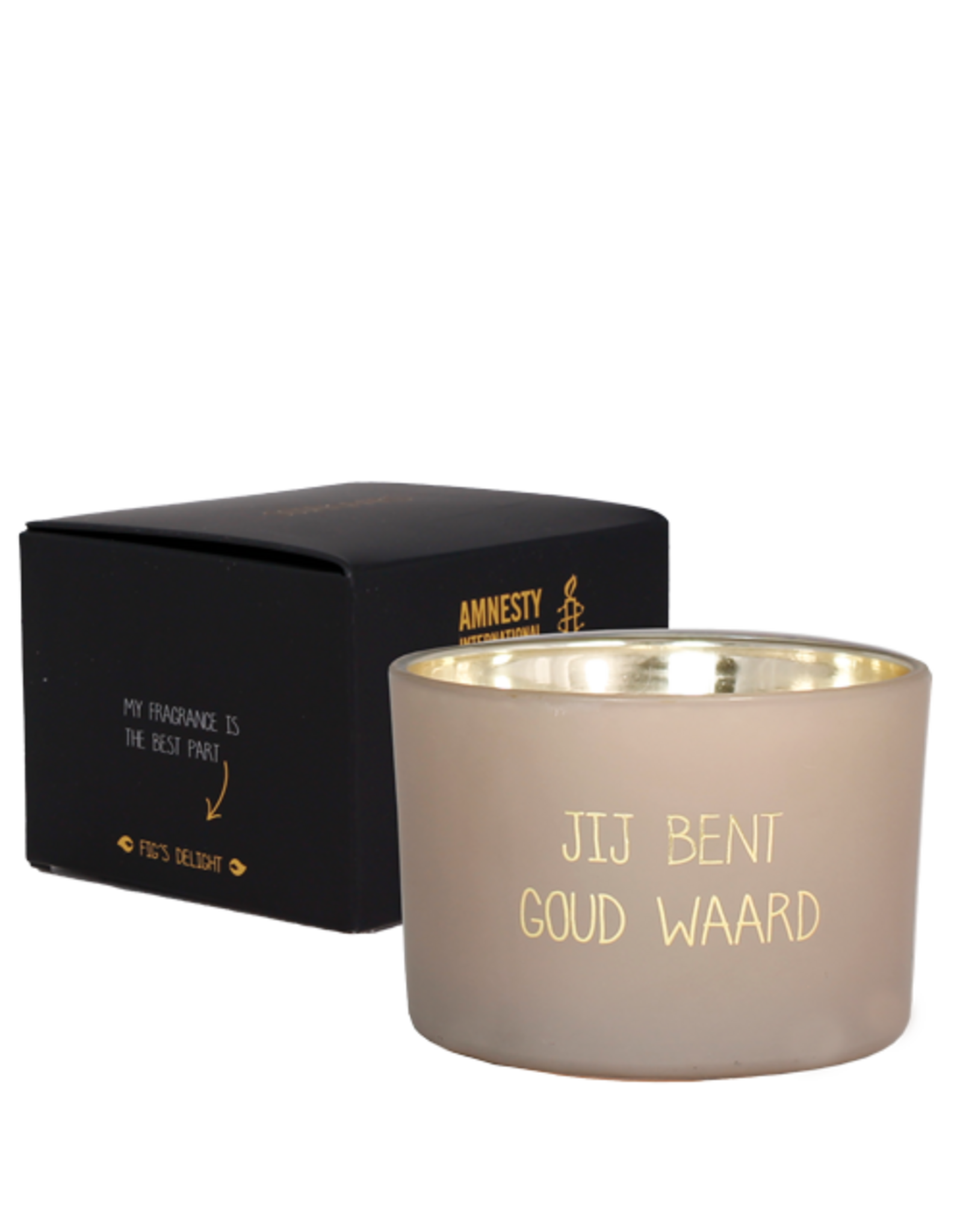 My flame Lifestyle Sojakaars met houten lont | Jij bent goud waard  | Fig's Delight