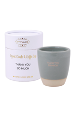 My flame Lifestyle Soja kaars  in koffiemok | thank you so much | My flame