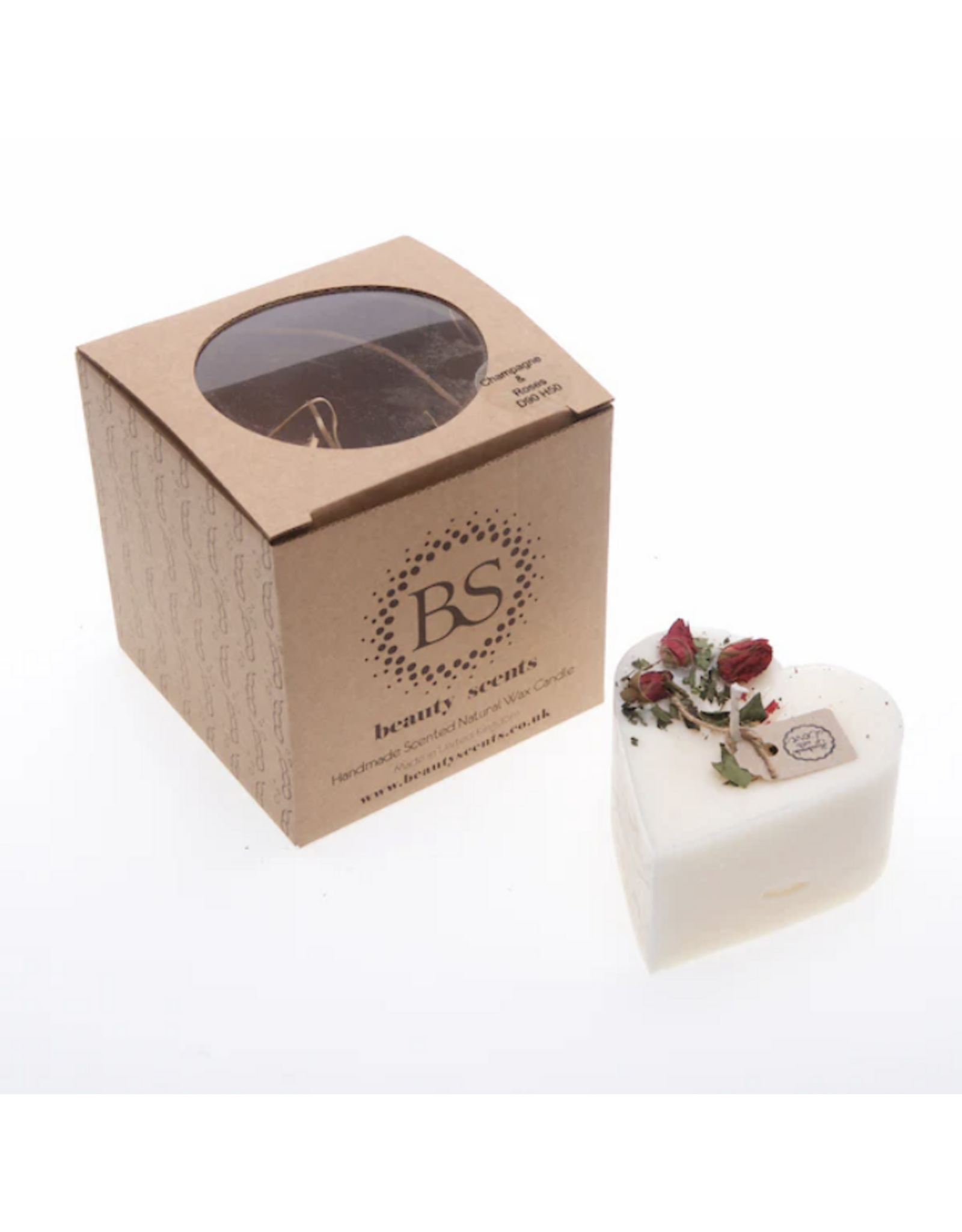 Beauty Scents geurkaarsen Soja geurkaars in hartvorm S | met rozen knoppen | Beauty Scents