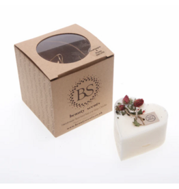 Beauty Scents geurkaarsen Soja geurkaars in hartvorm S | met rozen knoppen | Beauty Scents