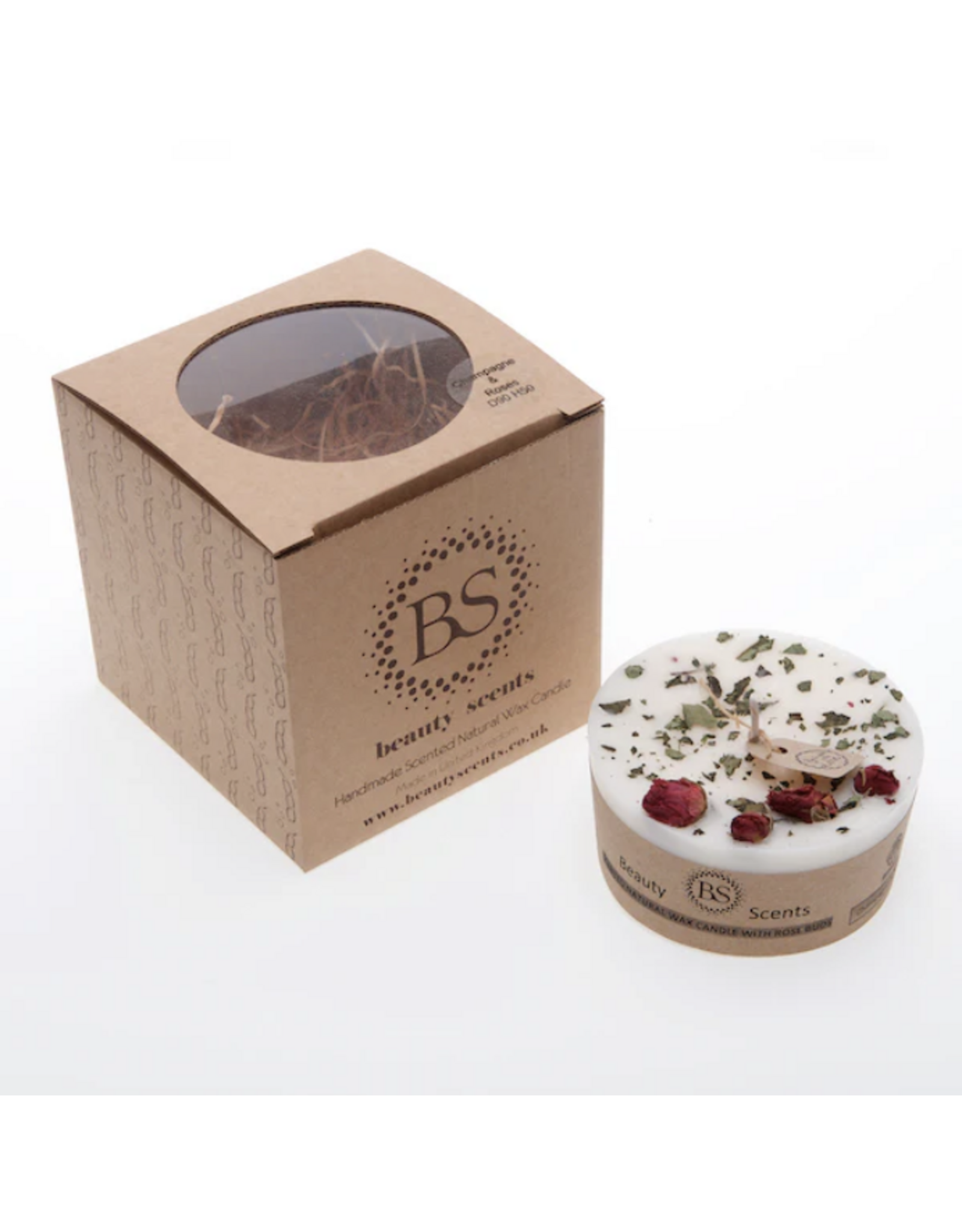 Beauty Scents geurkaarsen Soja geurkaars cilinder  L | met rozen knoppen | Beauty Scents