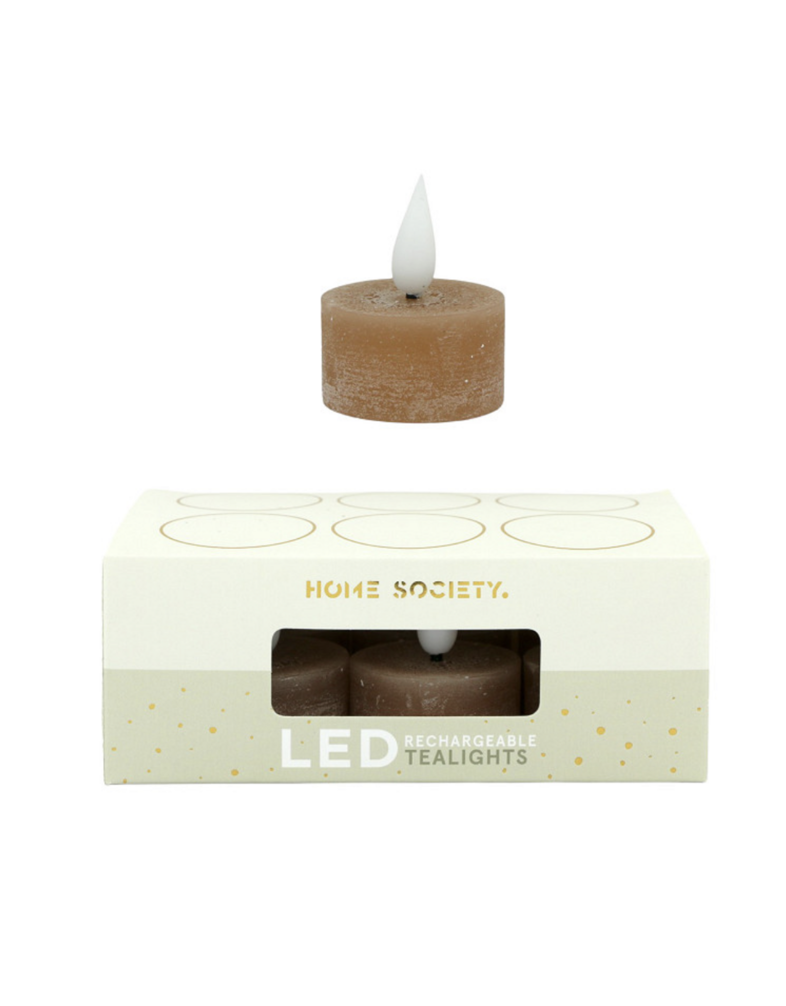 Home Society LED theelichten recharge | set 6 | bruin | Home society